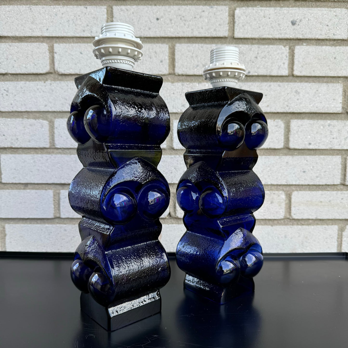 Pair of table lamps in glass by Bengt Edenfalk