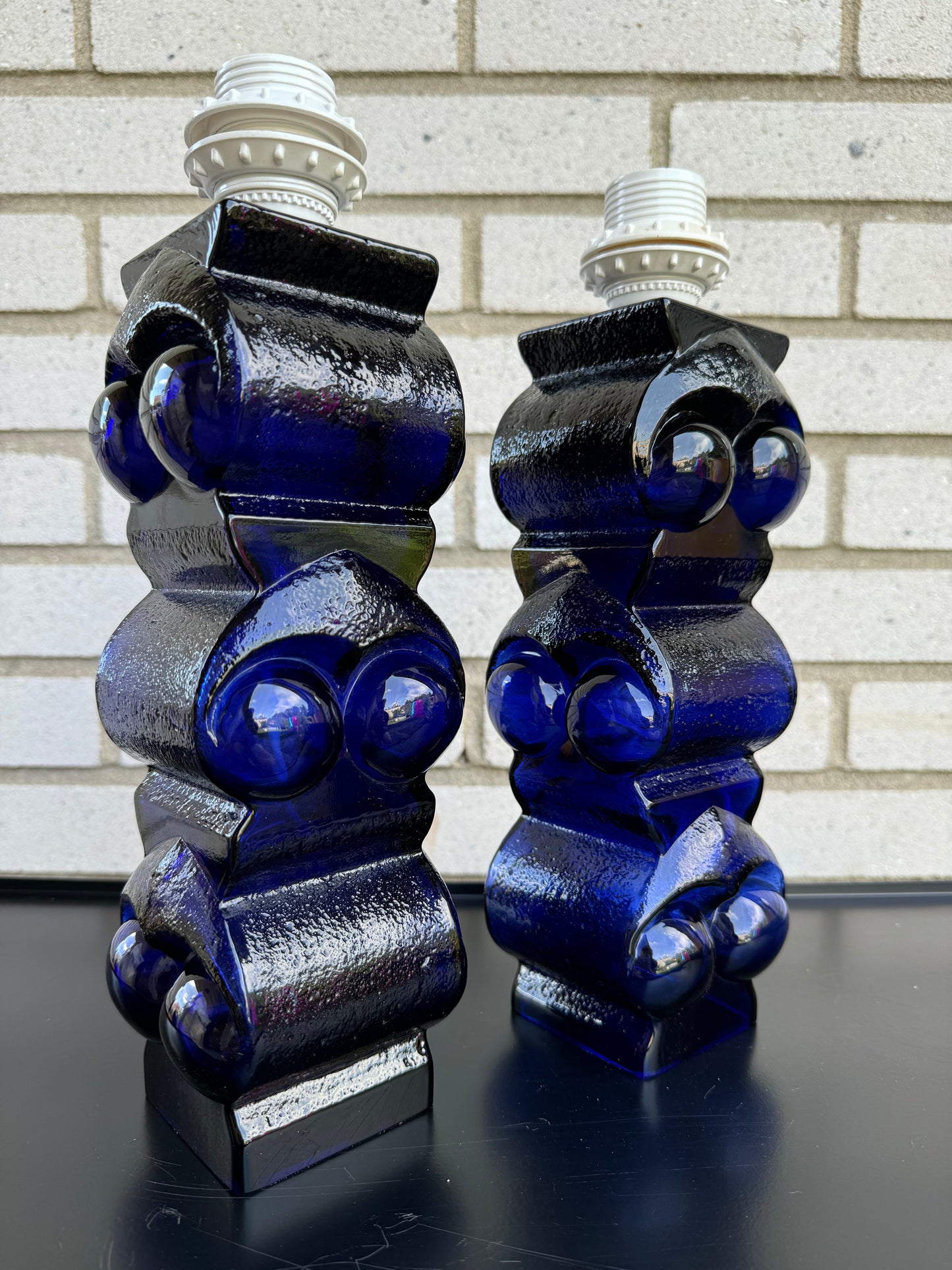 Pair of table lamps in glass by Bengt Edenfalk