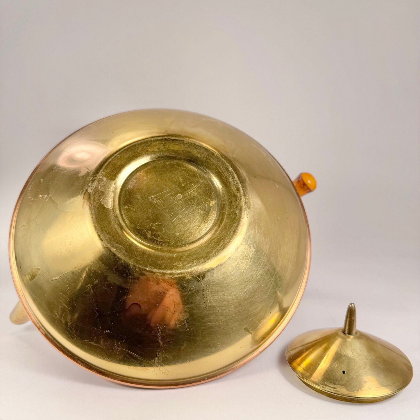 Mid century modern teapot in bras and copper