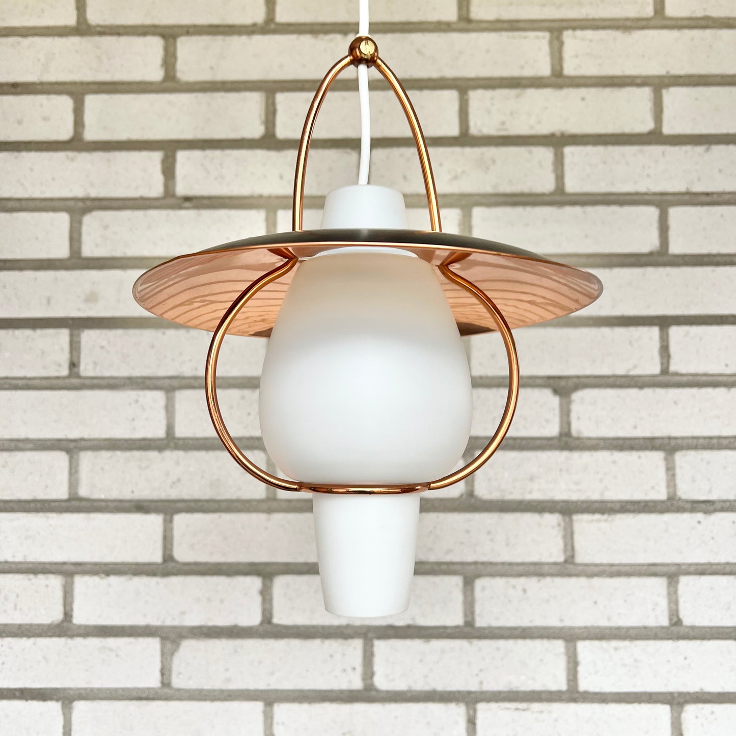 Ceiling lamp with glass and copper