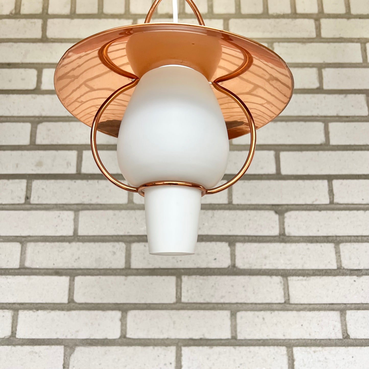 Ceiling lamp with glass and copper