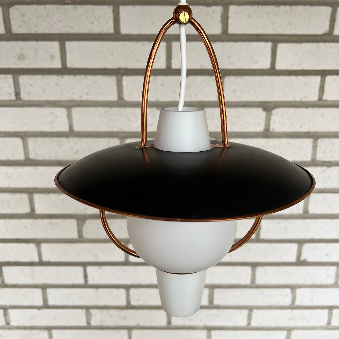 Ceiling lamp with glass and copper