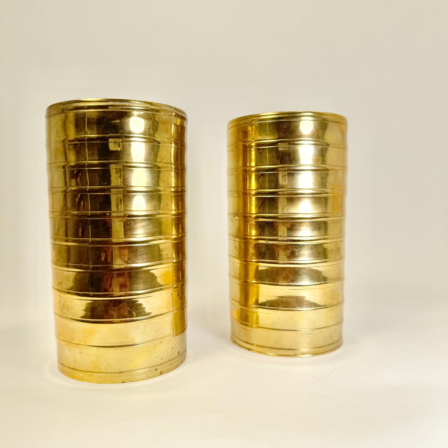 Pair of candle holders in brass