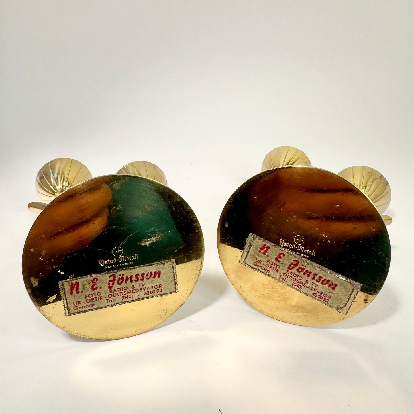 Ljusstakar i mässing av Gunnar Ander for Ystad Metall