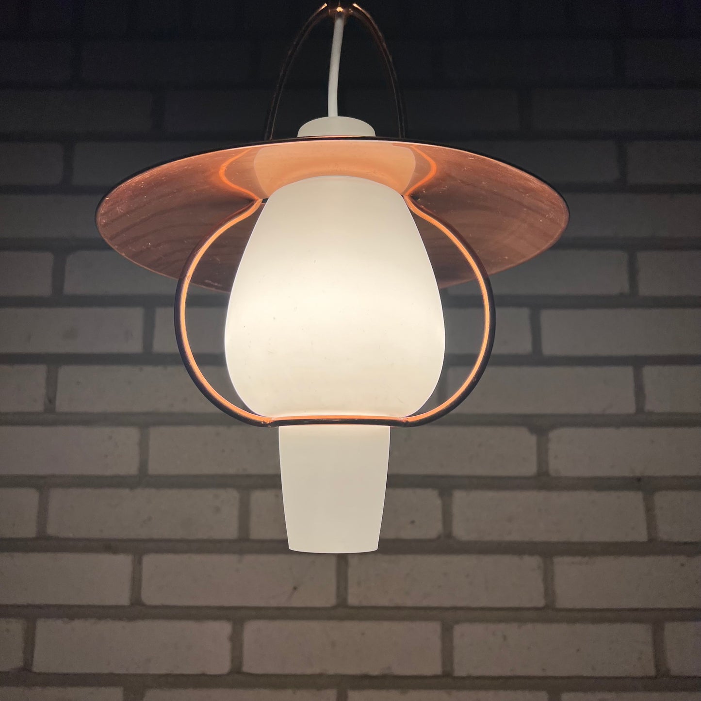 Ceiling lamp with glass and copper