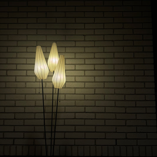 50-tals golvlampa med tre ljuskällor