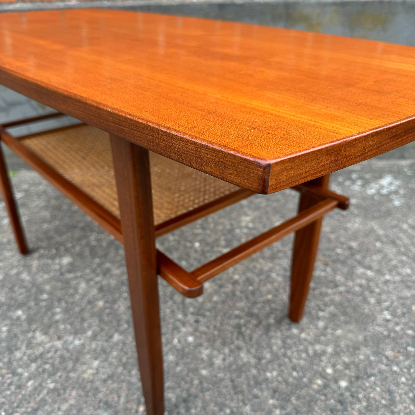 Coffee table with shelf in rattan